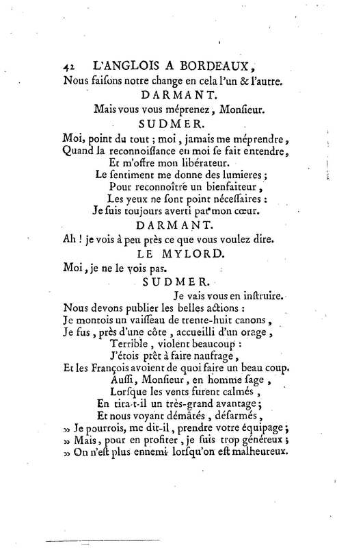 Anglais à Bordeaux (L'), comédie en un acte et en vers libres, par M. Favart… [Par les Comédiens françois ordinaires du Roi, 14 mars 1763]