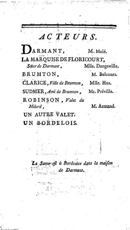 Anglais à Bordeaux (L'), comédie en un acte et en vers libres, par M. Favart… [Par les Comédiens françois ordinaires du Roi, 14 mars 1763]