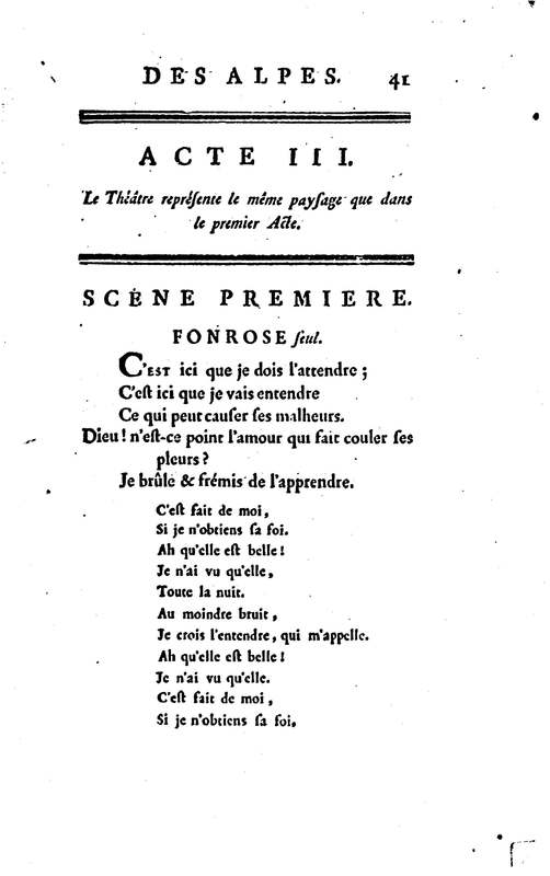 Bergère des Alpes (La), pastorale en trois actes et en vers, mêlée de chants, par M. Marmontel de l'Académie françoise