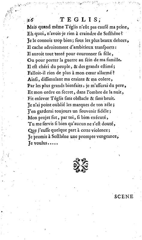 Téglis, tragédie représentée pour la première fois par les Comédiens ordinaires du Roi, le 19 septembre 1735 Téglis, tragédie représentée pour la première fois par les Comédiens ordinaires du Roi, le 19 septembre 1735