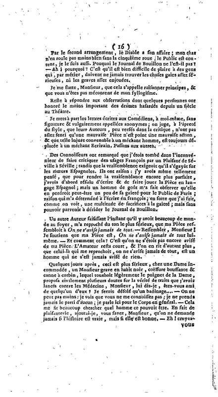Barbier de Séville, ou la Précaution inutile (Le), comédie en quatre actes, par M. de Beaumarchais, représentée sur le théâtre de la Comédie Française le 23 février 1775 (avec une Lettre modérée sur la chute et la critique du Barbier de Séville)