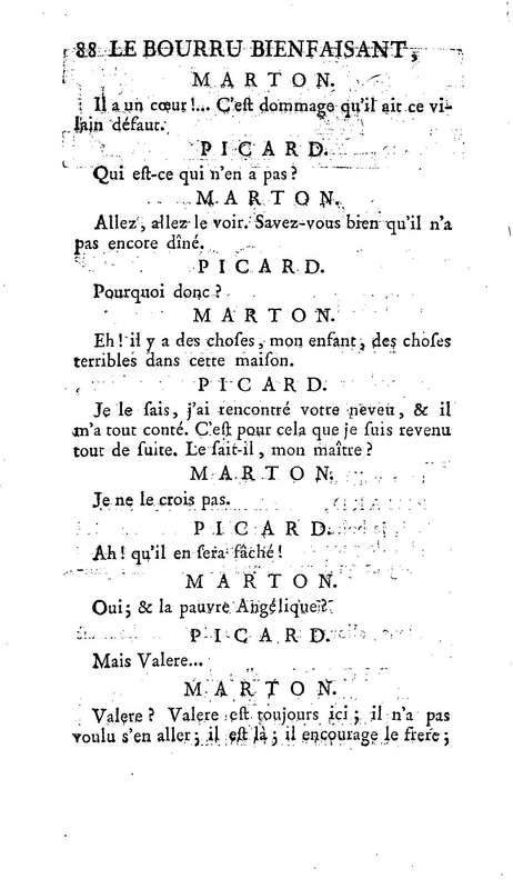 Bourru bienfaisant (Le), comédie en trois actes et en prose, de M. Goldoni, représentée à la cour le 5 novembre 1771, et représentée pour la première fois par les Comédiens français ordinaires du Roi le 4 novembre 1771