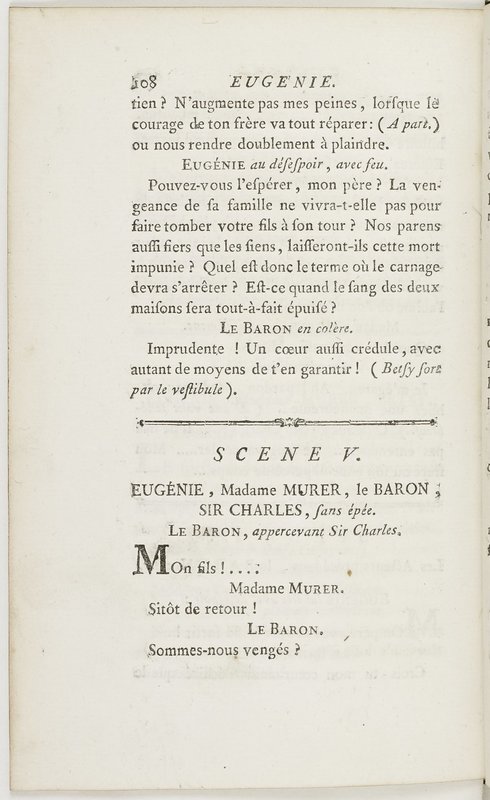 Eugénie, drame en cinq actes en prose, enrichi de figures en taille-douce ; avec un Essai sur le drame sérieux
