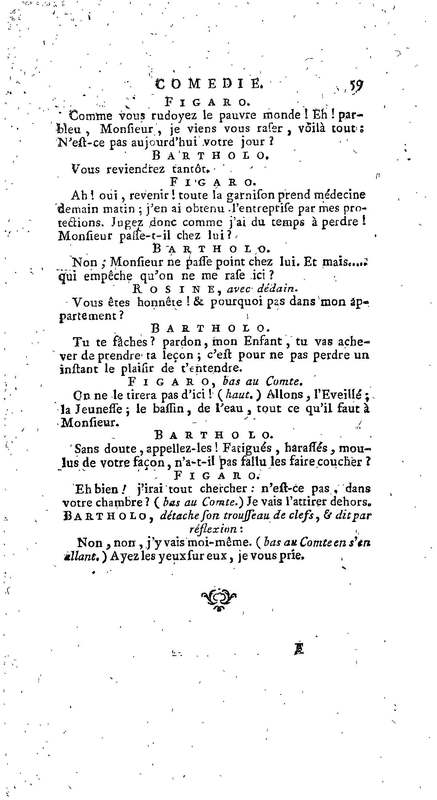 Barbier de Séville, ou la Précaution inutile (Le), comédie en quatre actes, par M. de Beaumarchais, représentée sur le théâtre de la Comédie Française le 23 février 1775 (avec une Lettre modérée sur la chute et la critique du Barbier de Séville)