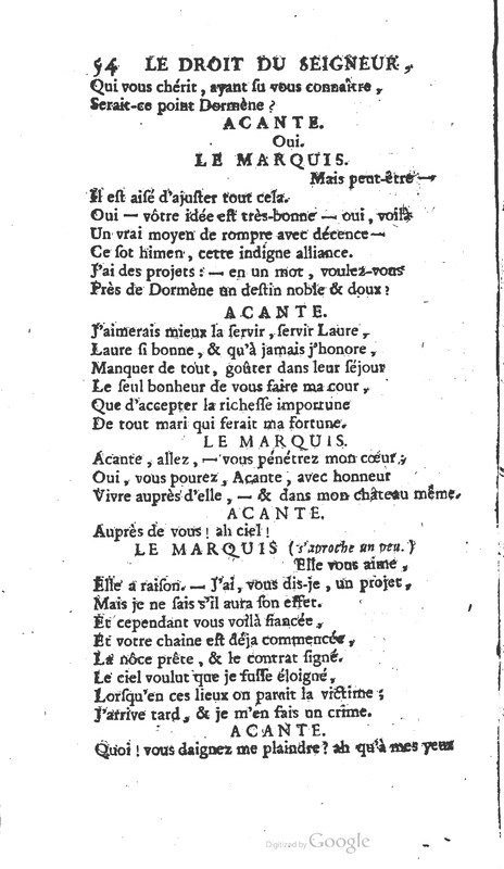 Droit du seigneur (Le), Comédie en cinq actes