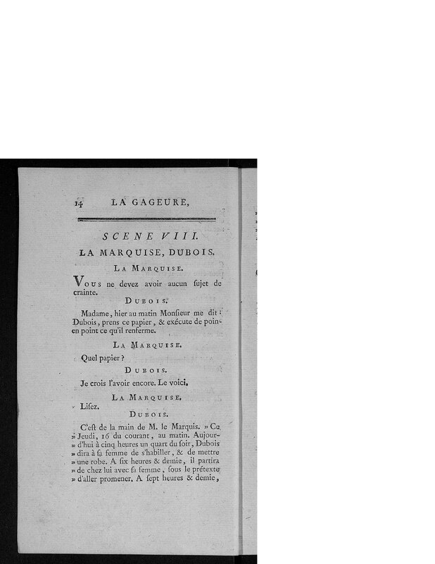 Gageure imprévue (La), comédie en prose et en un acte