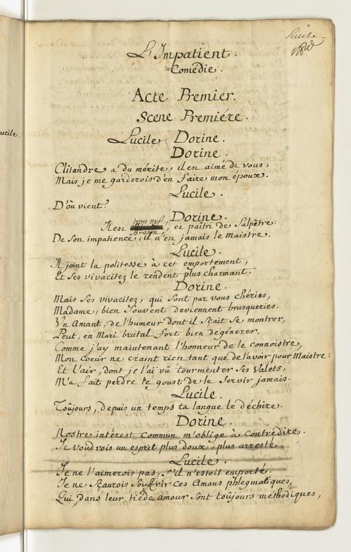 Impatient (L'), comédie en cinq actes en vers avec un prologue Impatient (L'), comédie en cinq actes en vers avec un prologue
