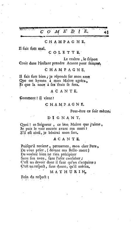 Droit du Seigneur (Le),comédie en vers par M. de Voltaire. Représentée pour la première fois, sous le titre de L'Écueil du sage, par les Comédiens françois ordinaires du Roi, le 18 janvier 1762,