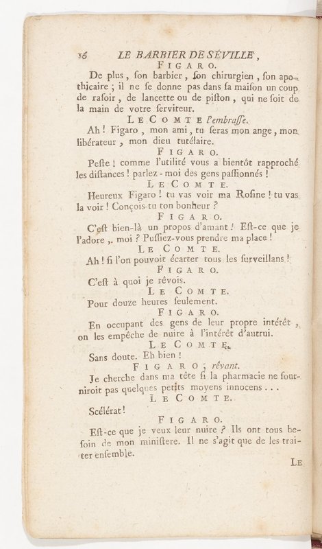 Barbier de Séville, ou la Précaution inutile (Le), comédie en quatre actes, par M. de Beaumarchais, représentée sur le théâtre de la Comédie Française le 23 février 1775 (avec une Lettre modérée sur la chute et la critique du Barbier de Séville)