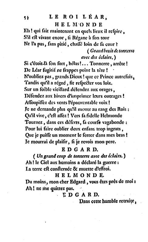 Roi Lear (Le), tragédie en cinq actes, par M. Ducis, représentée à Versailles le 16 janvier 1783 ; et à Paris, le 26 du même mois, par les Comédiens français Roi Lear (Le), tragédie en cinq actes, par M. Ducis, représentée à Versailles le 16 janvier 1783 ; et à Paris, le 26 du même mois, par les Comédiens français