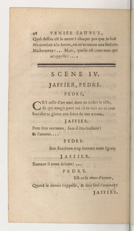 Venise sauvée, tragedie. Représentée par les Comédiens françois, le 5 décembre 1746… [Seconde édition]