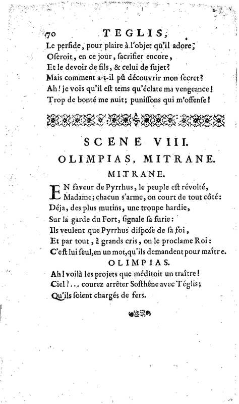 Téglis, tragédie représentée pour la première fois par les Comédiens ordinaires du Roi, le 19 septembre 1735 Téglis, tragédie représentée pour la première fois par les Comédiens ordinaires du Roi, le 19 septembre 1735
