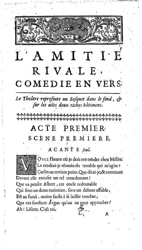 Amitié rivale (L'), comédie en vers et en cinq actes, par M. Fagan…