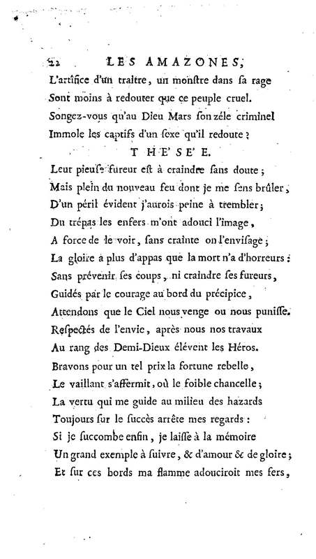 Amazones (Les), tragédie en cinq actes, par madame du Boccage, représentée par les Comédiens ordinaires du Roy, aux mois de juillet et d'août 1749