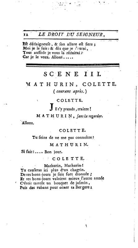 Droit du Seigneur (Le),comédie en vers par M. de Voltaire. Représentée pour la première fois, sous le titre de L'Écueil du sage, par les Comédiens françois ordinaires du Roi, le 18 janvier 1762,