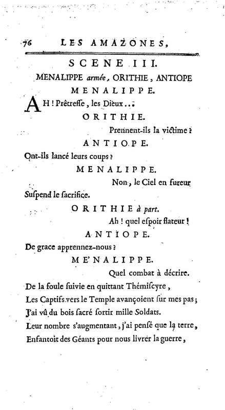 Amazones (Les), tragédie en cinq actes, par madame du Boccage, représentée par les Comédiens ordinaires du Roy, aux mois de juillet et d'août 1749