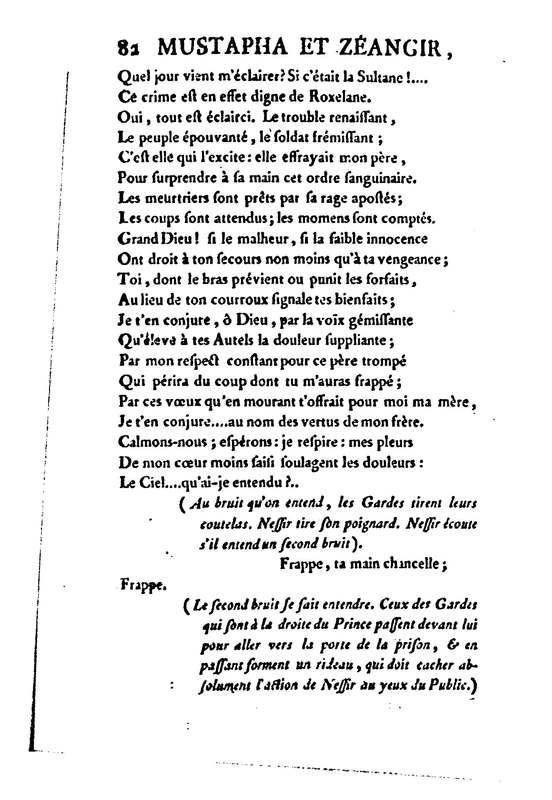 Mustapha et Zéangir, tragédie en cinq actes et en vers, représentée sur le théâtre de Fontainebleau, devant Leurs Majestés, le 1er novembre 1776