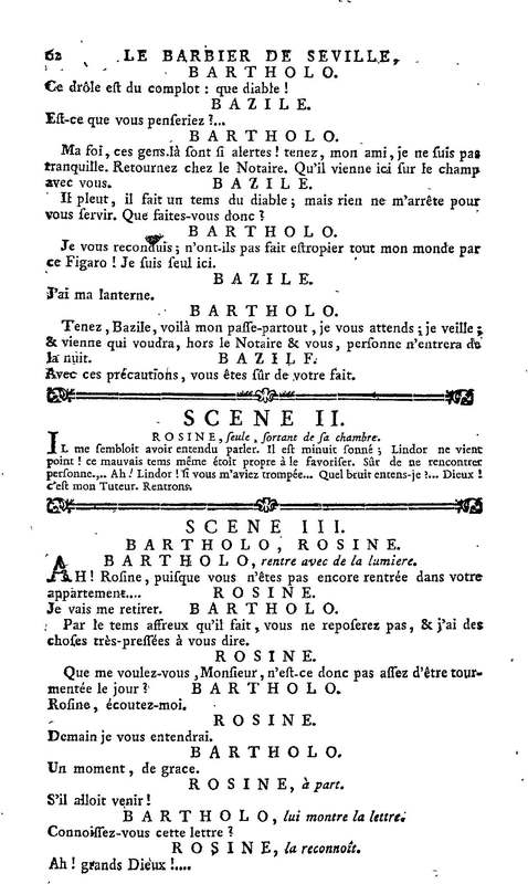 Barbier de Séville, ou la Précaution inutile (Le), comédie en quatre actes, par M. de Beaumarchais, représentée sur le théâtre de la Comédie Française le 23 février 1775 (avec une Lettre modérée sur la chute et la critique du Barbier de Séville)