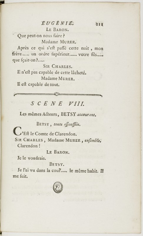Eugénie, drame en cinq actes en prose, enrichi de figures en taille-douce ; avec un Essai sur le drame sérieux Eugénie, drame en cinq actes en prose, enrichi de figures en taille-douce ; avec un Essai sur le drame sérieux