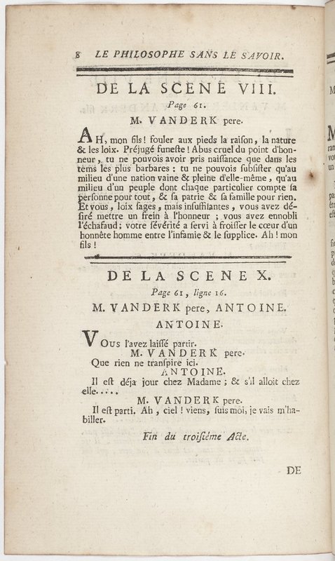 Philosophe sans le savoir (Le), comédie en prose et en cinq actes… par M. Sedaine. [Paris, les Comédiens français, 2 novembre 1765]