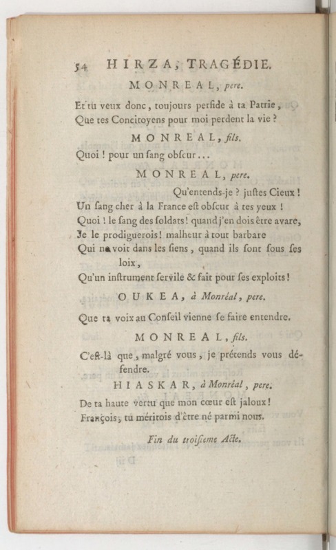 Hirza, tragédie, par M. de Sauvigny… (Comédiens ordinaires du Roi, 27 mai 1767) Hirza, tragédie, par M. de Sauvigny… (Comédiens ordinaires du Roi, 27 mai 1767)