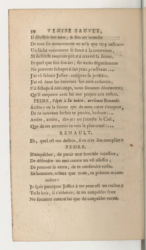 Venise sauvée, tragedie. Représentée par les Comédiens françois, le 5 décembre 1746… [Seconde édition]