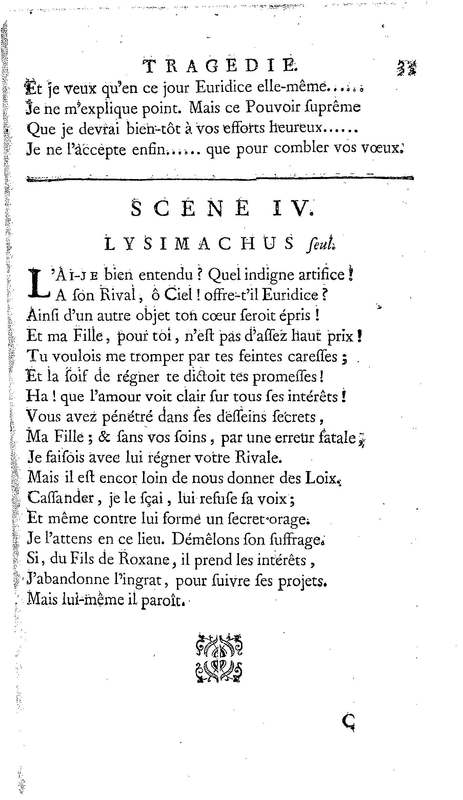 Lysimachus, tragédie par M. de Caux de Montlebert, représentée pour la première fois le 13 décembre 1737 Lysimachus, tragédie par M. de Caux de Montlebert, représentée pour la première fois le 13 décembre 1737