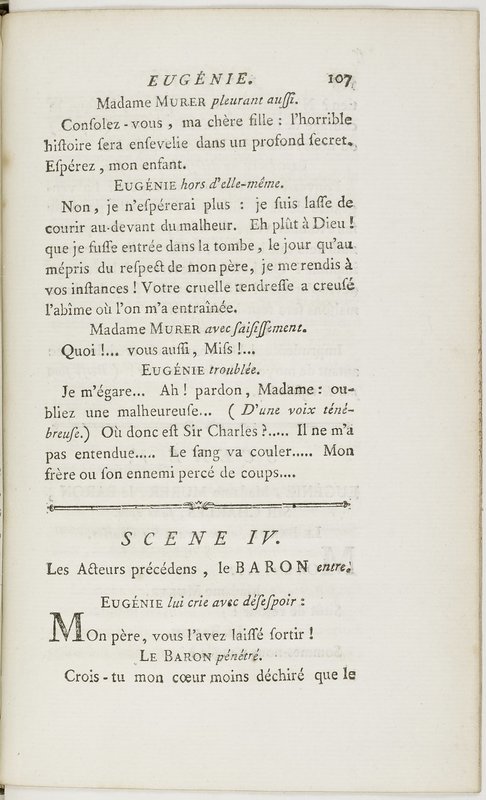 Eugénie, drame en cinq actes en prose, enrichi de figures en taille-douce ; avec un Essai sur le drame sérieux Eugénie, drame en cinq actes en prose, enrichi de figures en taille-douce ; avec un Essai sur le drame sérieux