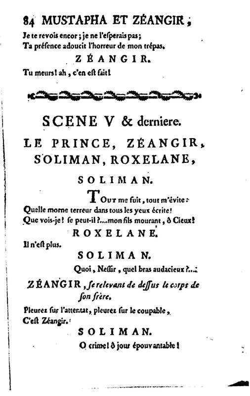 Mustapha et Zéangir, tragédie en cinq actes et en vers, représentée sur le théâtre de Fontainebleau, devant Leurs Majestés, le 1er novembre 1776