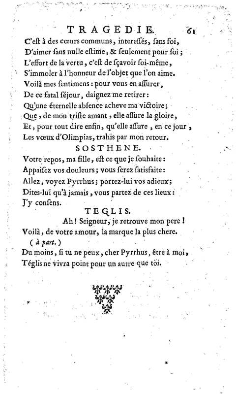 Téglis, tragédie représentée pour la première fois par les Comédiens ordinaires du Roi, le 19 septembre 1735 Téglis, tragédie représentée pour la première fois par les Comédiens ordinaires du Roi, le 19 septembre 1735