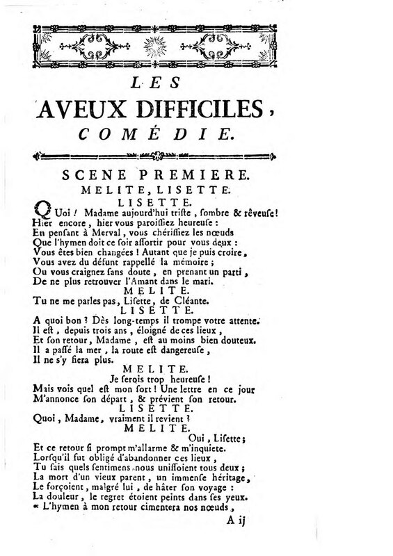 Aveux difficiles (Les), comédie en un acte et en vers Aveux difficiles (Les), comédie en un acte et en vers