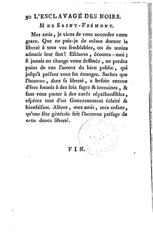 Esclavage des noirs, ou l'Heureux Naufrage (L'), drame en trois actes, en prose