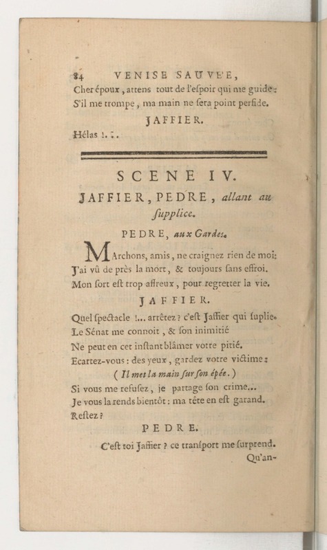 Venise sauvée, tragedie. Représentée par les Comédiens françois, le 5 décembre 1746… [Seconde édition]