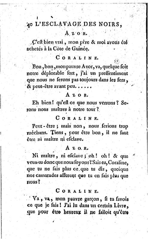 Esclavage des noirs, ou l'Heureux Naufrage (L'), drame en trois actes, en prose