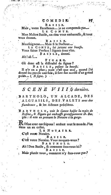 Barbier de Séville, ou la Précaution inutile (Le), comédie en quatre actes, par M. de Beaumarchais, représentée sur le théâtre de la Comédie Française le 23 février 1775 (avec une Lettre modérée sur la chute et la critique du Barbier de Séville)
