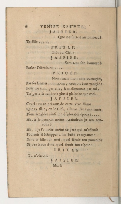 Venise sauvée, tragedie. Représentée par les Comédiens françois, le 5 décembre 1746… [Seconde édition]