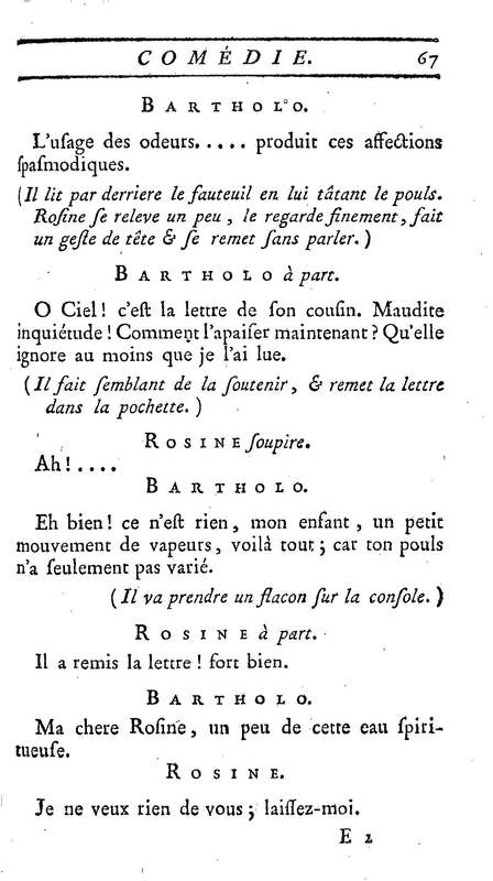 Barbier de Séville, ou la Précaution inutile (Le), comédie en quatre actes, par M. de Beaumarchais, représentée sur le théâtre de la Comédie Française le 23 février 1775 (avec une Lettre modérée sur la chute et la critique du Barbier de Séville)