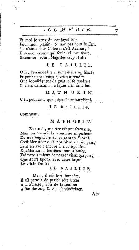 Droit du Seigneur (Le),comédie en vers par M. de Voltaire. Représentée pour la première fois, sous le titre de L'Écueil du sage, par les Comédiens françois ordinaires du Roi, le 18 janvier 1762,