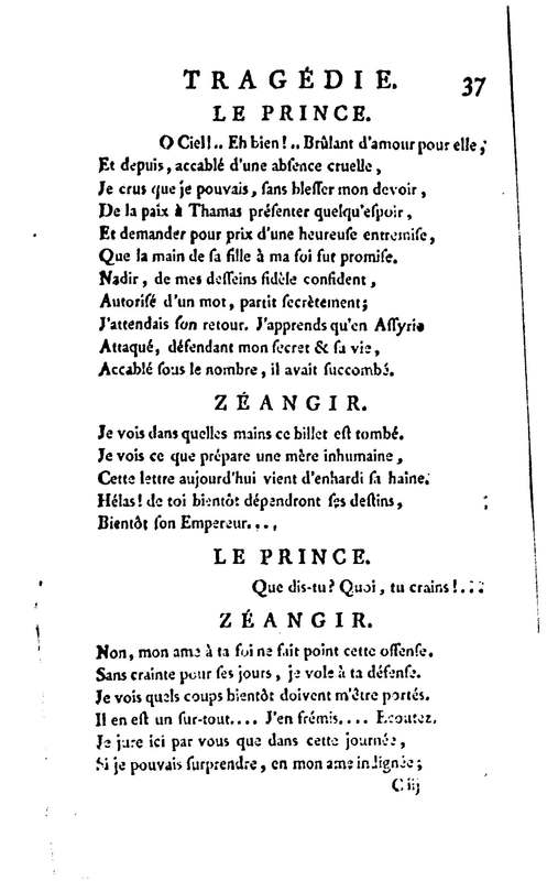 Mustapha et Zéangir, tragédie en cinq actes et en vers, représentée sur le théâtre de Fontainebleau, devant Leurs Majestés, le 1er novembre 1776 Mustapha et Zéangir, tragédie en cinq actes et en vers, représentée sur le théâtre de Fontainebleau, devant Leurs Majestés, le 1er novembre 1776