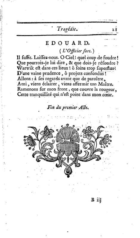 Comte de Warwik [sic] (Le), tragédie par M. de La Harpe, représentée pour la première fois par les Comédiens françois ordinaires du Roi, le 7 novembre 1763