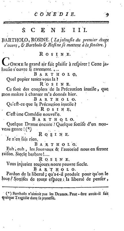 Barbier de Séville, ou la Précaution inutile (Le ), comédie en quatre actes, par M. de Beaumarchais, représentée sur le théâtre de la Comédie Française le 23 février 1775 (avec une Lettre modérée sur la chute et la critique du Barbier de Séville) Barbier de Séville, ou la Précaution inutile (Le ), comédie en quatre actes, par M. de Beaumarchais, représentée sur le théâtre de la Comédie Française le 23 février 1775 (avec une Lettre modérée sur la chute et la critique du Barbier de Séville)