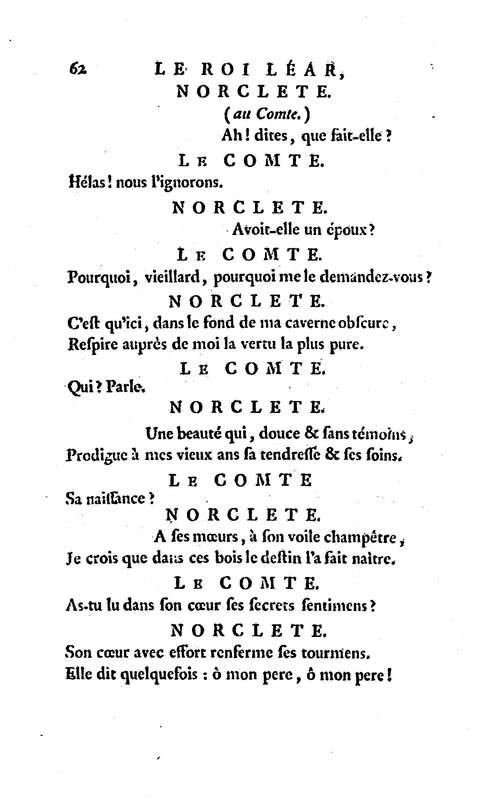 Roi Lear (Le), tragédie en cinq actes, par M. Ducis, représentée à Versailles le 16 janvier 1783 ; et à Paris, le 26 du même mois, par les Comédiens français Roi Lear (Le), tragédie en cinq actes, par M. Ducis, représentée à Versailles le 16 janvier 1783 ; et à Paris, le 26 du même mois, par les Comédiens français