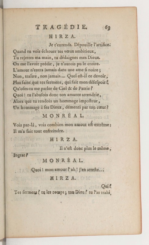 Hirza, tragédie, par M. de Sauvigny… (Comédiens ordinaires du Roi, 27 mai 1767) Hirza, tragédie, par M. de Sauvigny… (Comédiens ordinaires du Roi, 27 mai 1767)