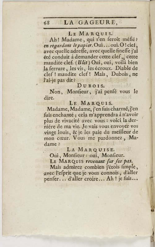 Gageure imprévue (La), comédie en prose et en un acte… par M. Sedaine. [Paris, les Comédiens français, 27 mai 1768]