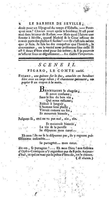 Barbier de Séville, ou la Précaution inutile (Le), comédie en quatre actes, par M. de Beaumarchais, représentée sur le théâtre de la Comédie Française le 23 février 1775 (avec une Lettre modérée sur la chute et la critique du Barbier de Séville)