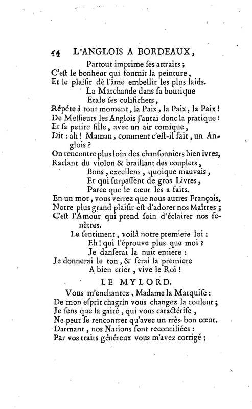 Anglais à Bordeaux (L'), comédie en un acte et en vers libres, par M. Favart… [Par les Comédiens françois ordinaires du Roi, 14 mars 1763]