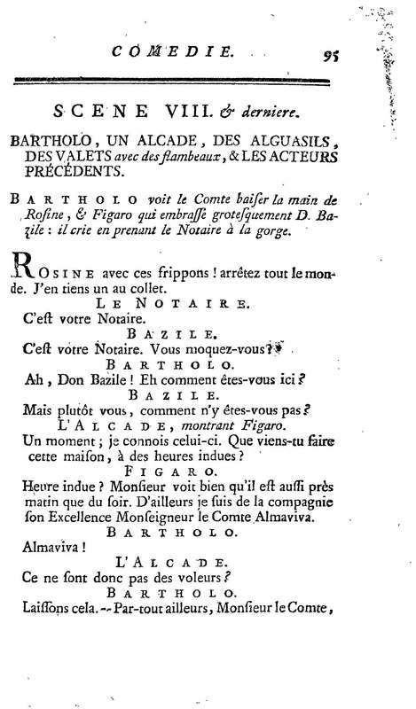 Barbier de Séville, ou la Précaution inutile (Le ), comédie en quatre actes, par M. de Beaumarchais, représentée sur le théâtre de la Comédie Française le 23 février 1775 (avec une Lettre modérée sur la chute et la critique du Barbier de Séville)