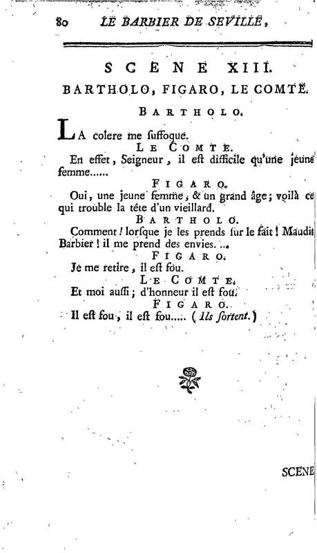 Barbier de Séville, ou la Précaution inutile (Le ), comédie en quatre actes, par M. de Beaumarchais, représentée sur le théâtre de la Comédie Française le 23 février 1775 (avec une Lettre modérée sur la chute et la critique du Barbier de Séville)