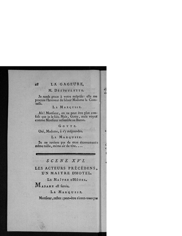Gageure imprévue (La), comédie en prose et en un acte