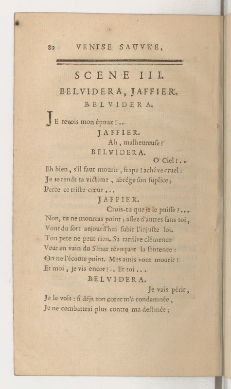 Venise sauvée, tragedie. Représentée par les Comédiens françois, le 5 décembre 1746… [Seconde édition]